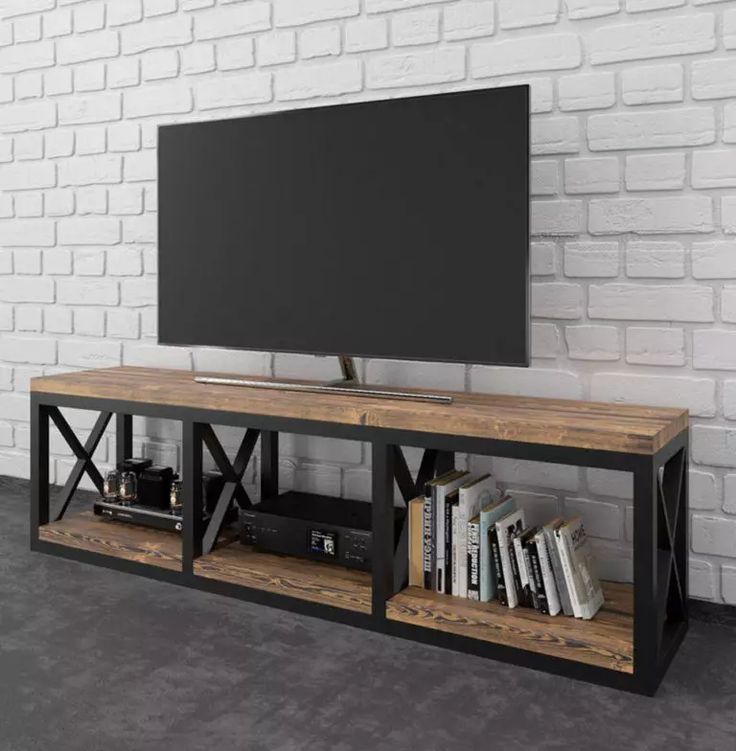 An Industrial Style Wall-Mounted TV Cabinet