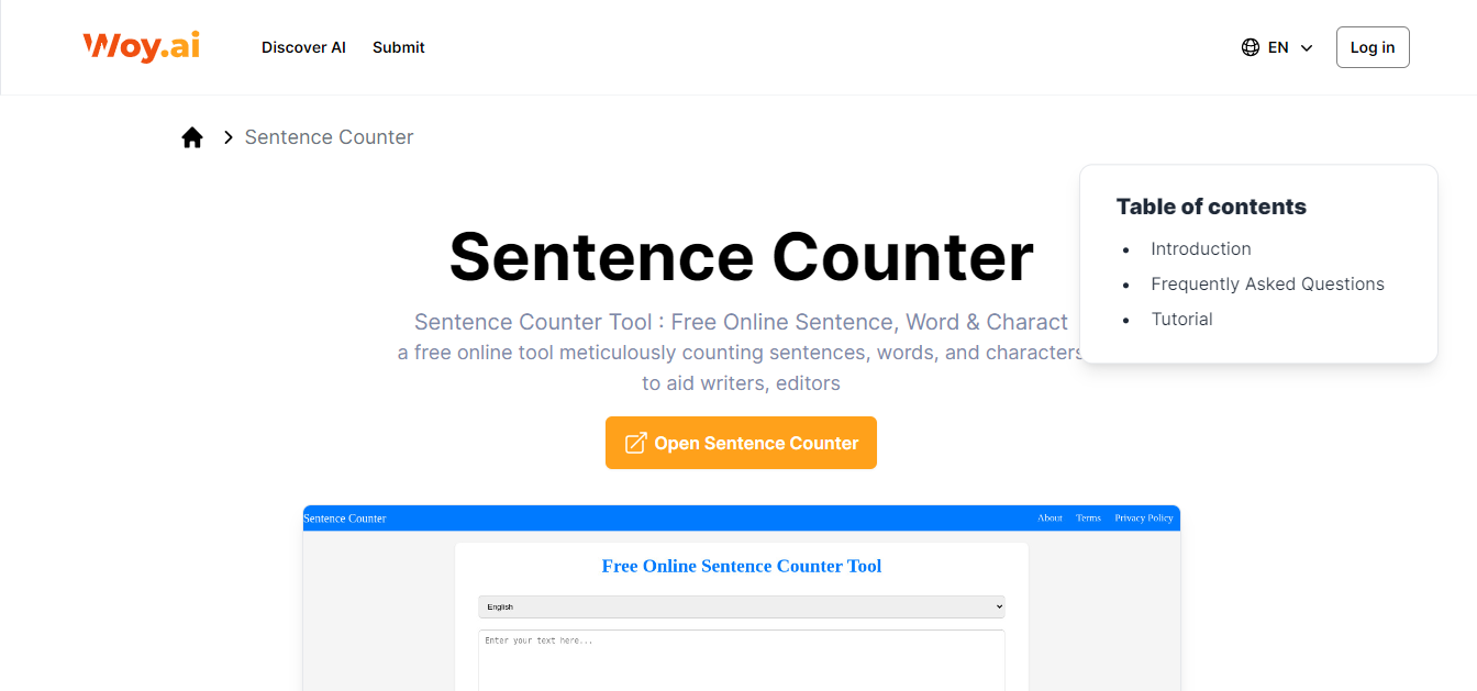 WOY AI Sentence Counter