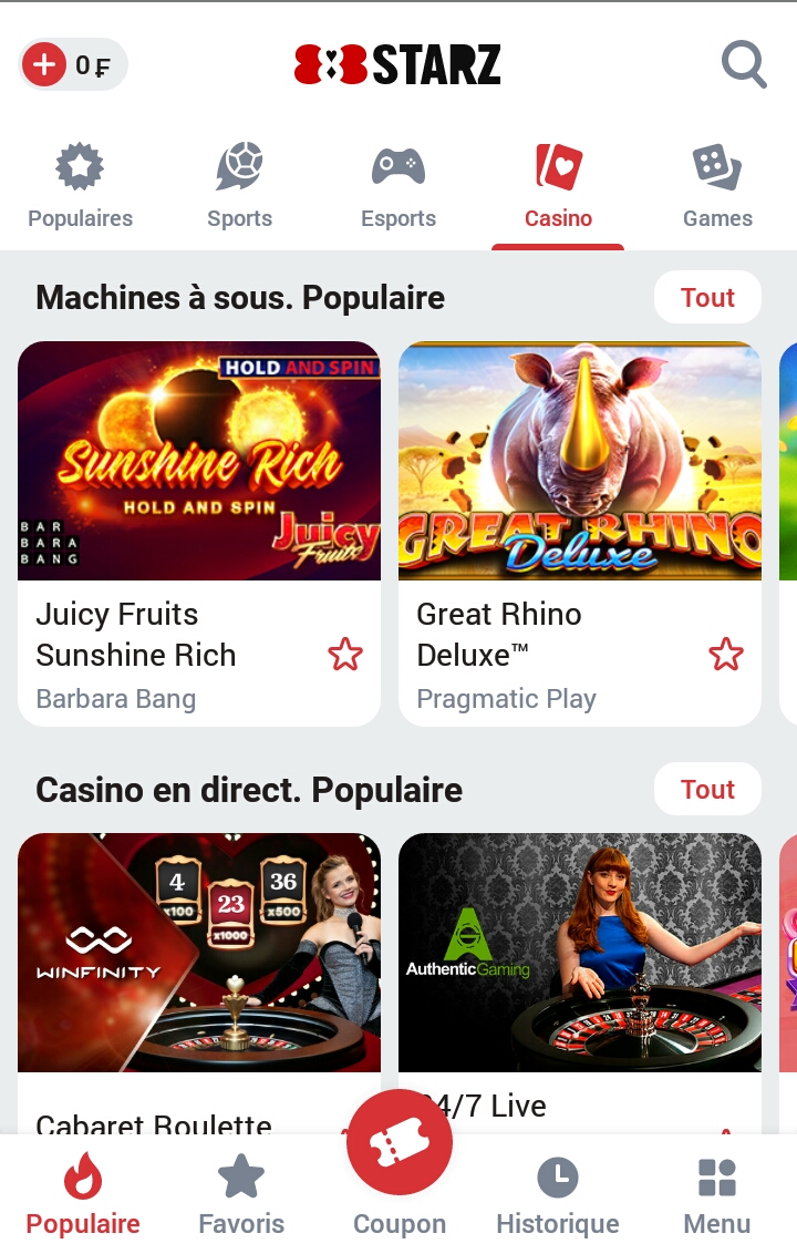 Les casinos disponibles sur 888starz