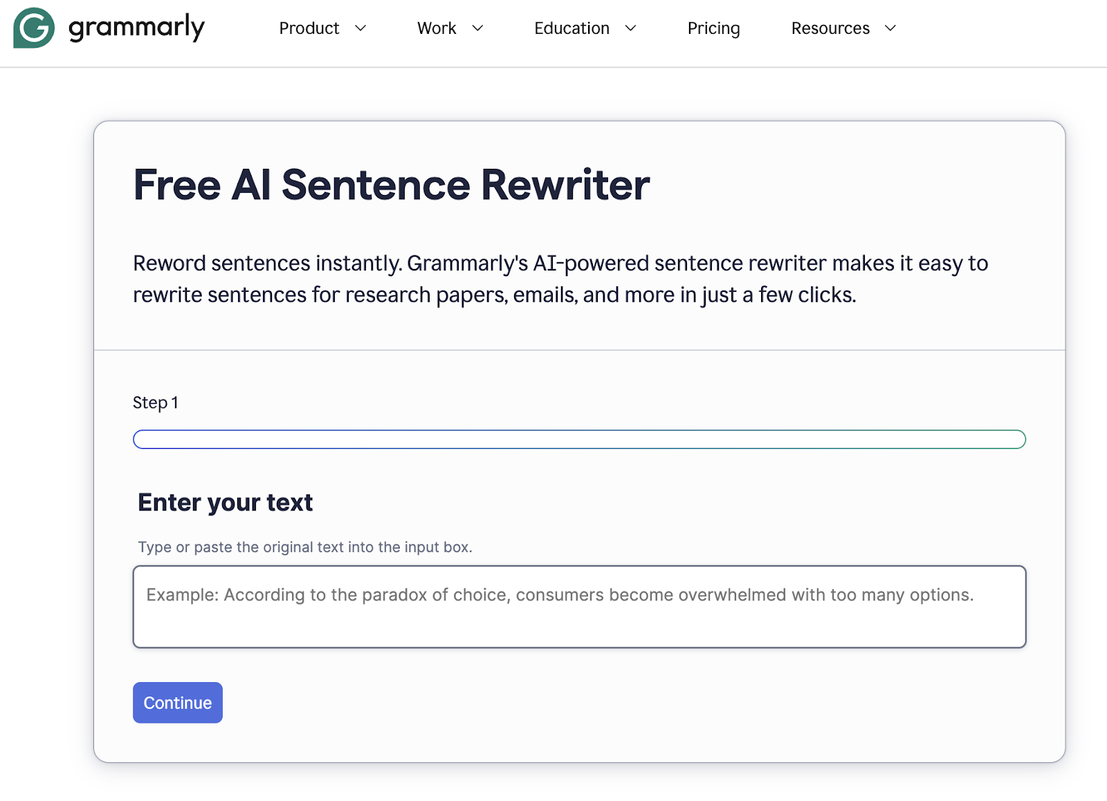 Grammarly’s Sentence Rewriter