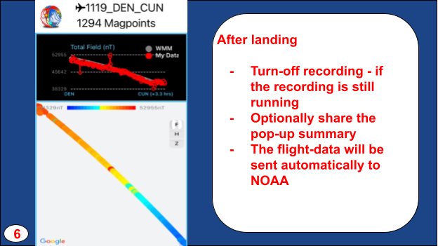 After landing, turn off recording