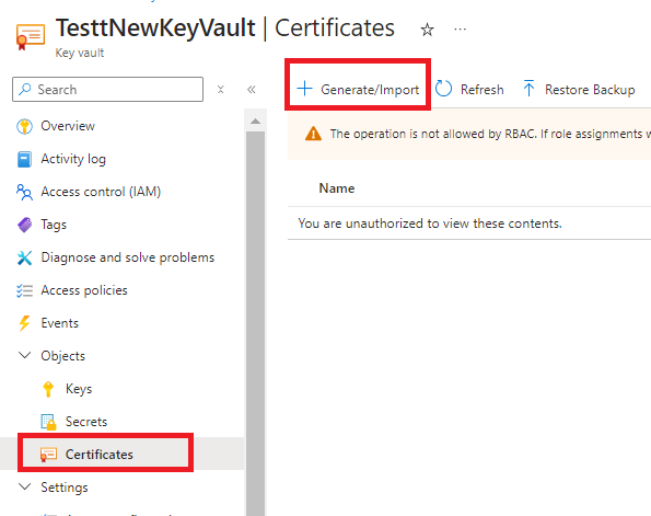 key vault certificate