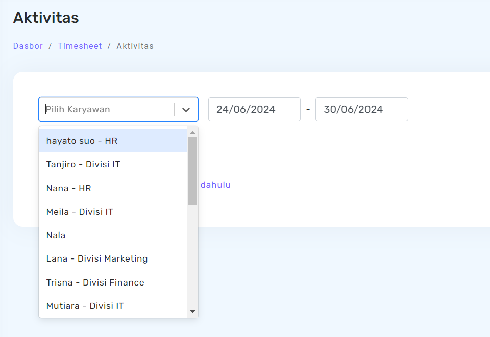 Fitur Timesheet Aktivitas