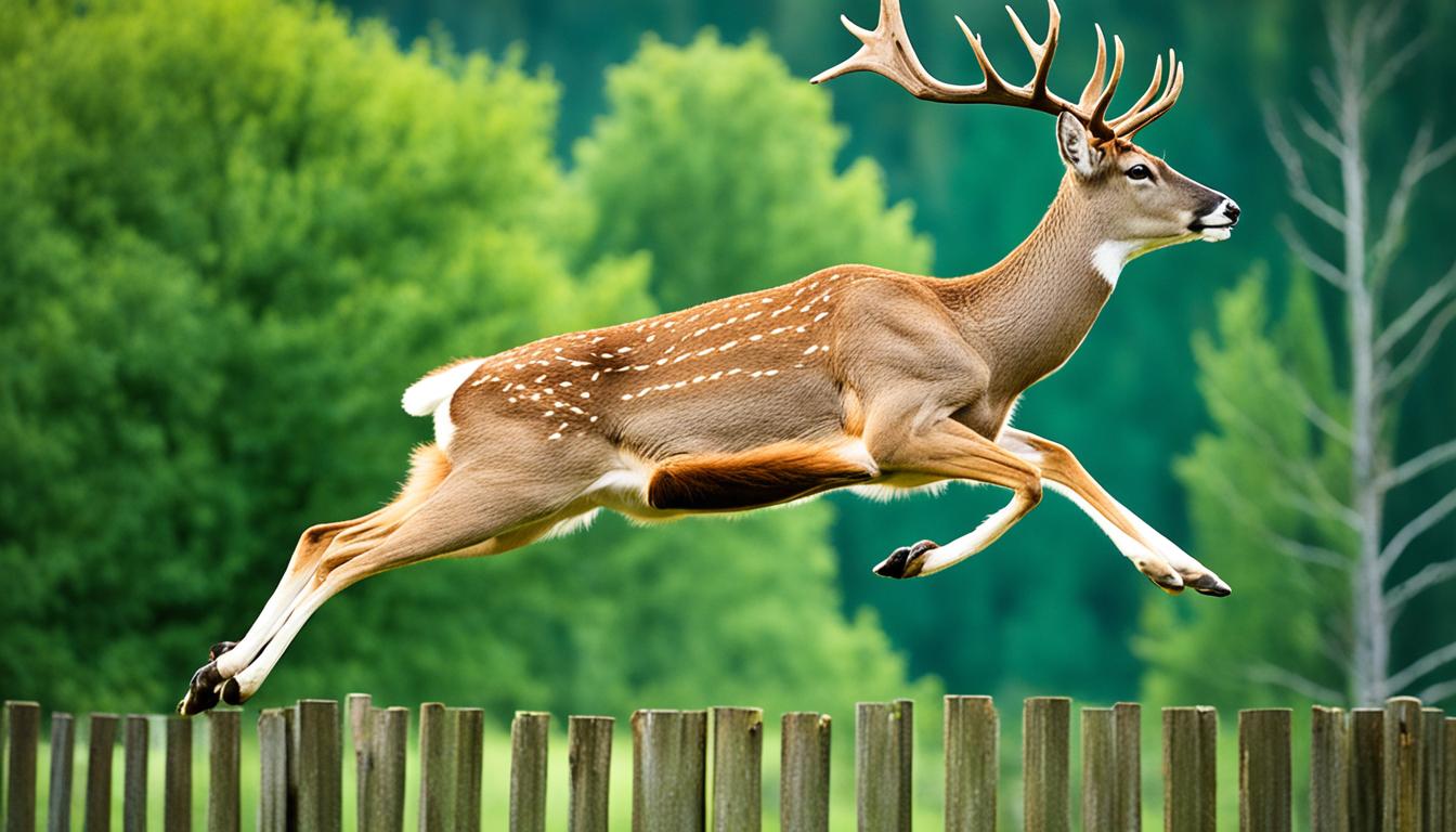 deer jumping over a fence