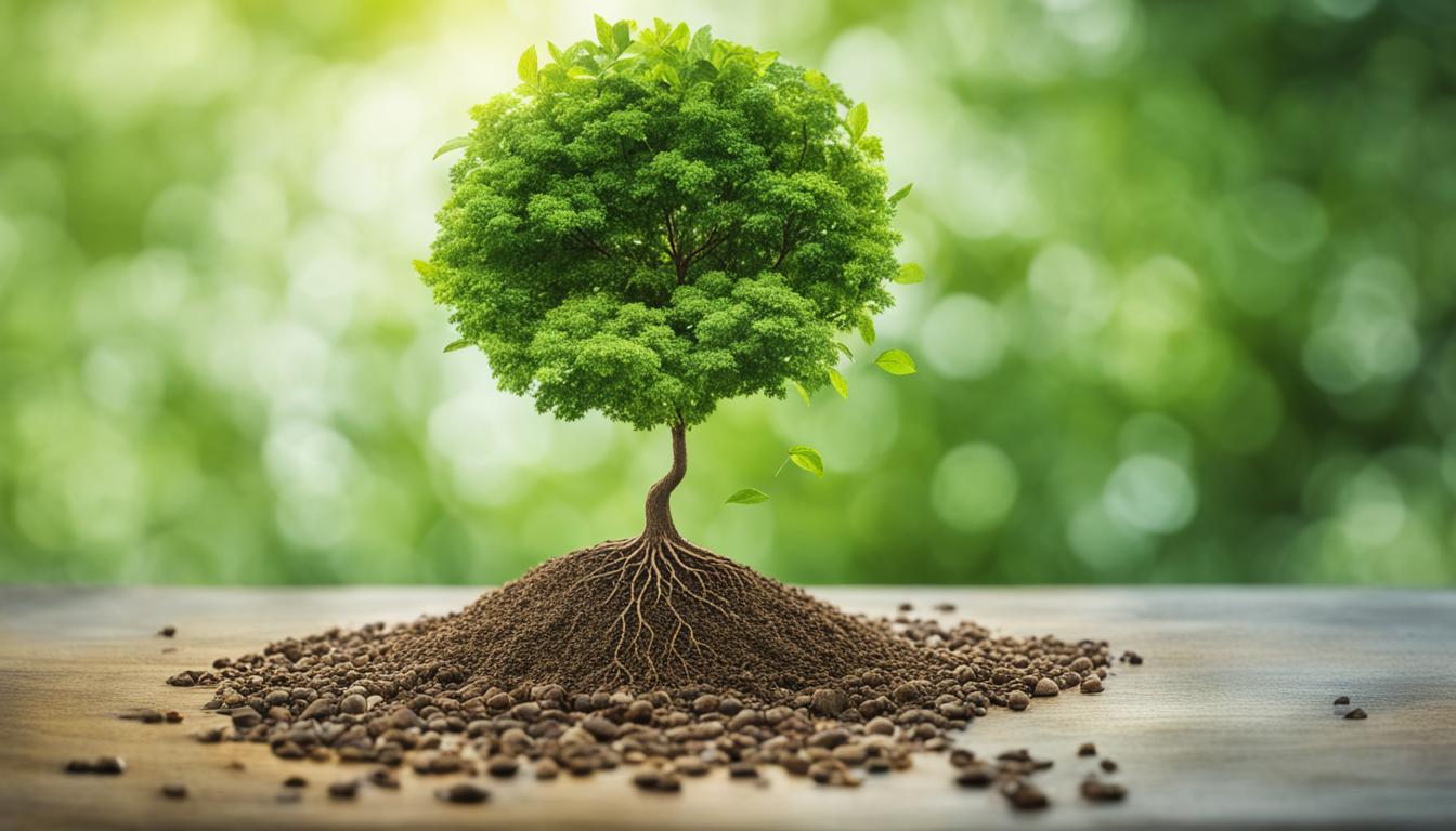 A graphic depicting a tree growing from a tiny seed, representing the idea that manifestation starts with a small seed of intention and grows into something bigger and more powerful over time. The roots of the tree should be deep and strong, showing that manifesting requires a firm foundation and commitment to your goals. The leaves of the tree should be vibrant and full, representing the abundance and success that can come from effective manifestation practices.