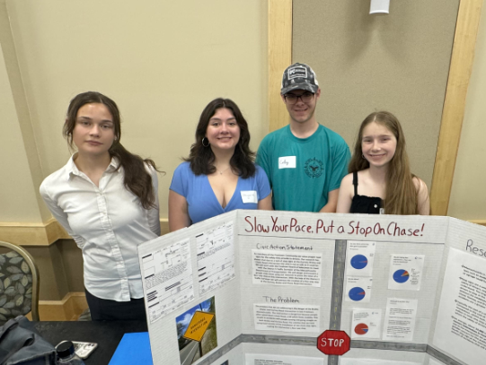 image of grade 11 civics students and their projects