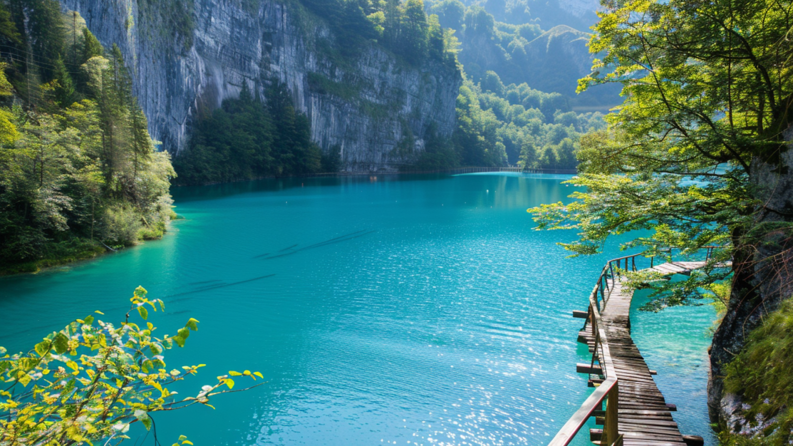 The turquoise waters of Lac de la Rosière, a natural swimming spot in Courchevel