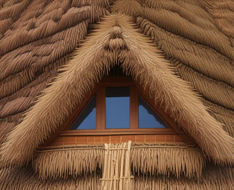 Thatch is a roofing material made from dried plant materials such as straw, reeds, or palm leaves. This traditional roofing method has been used for centuries and is particularly common in rural areas.