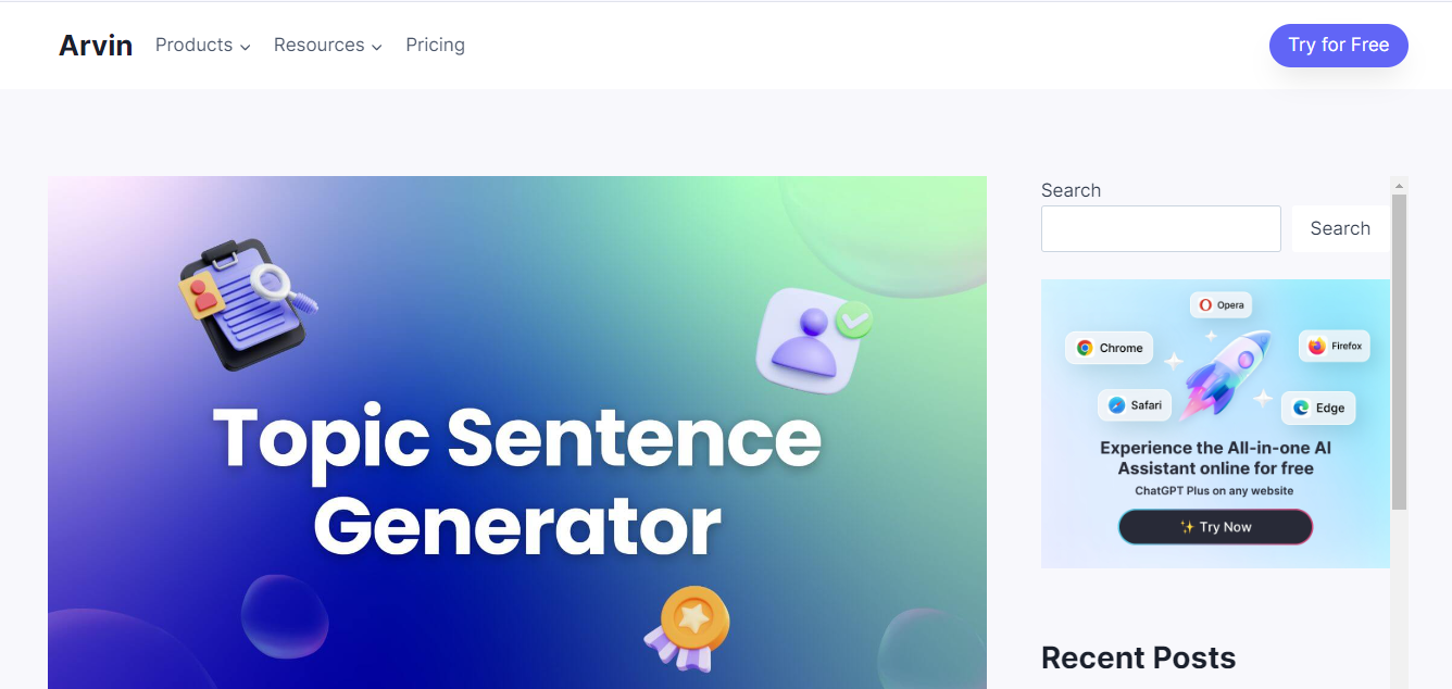 Arvin Chat Topic Sentence Generator