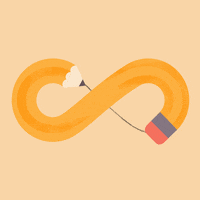 GIF of a pencil moving in an infinity sign as an illustration of a creative idea