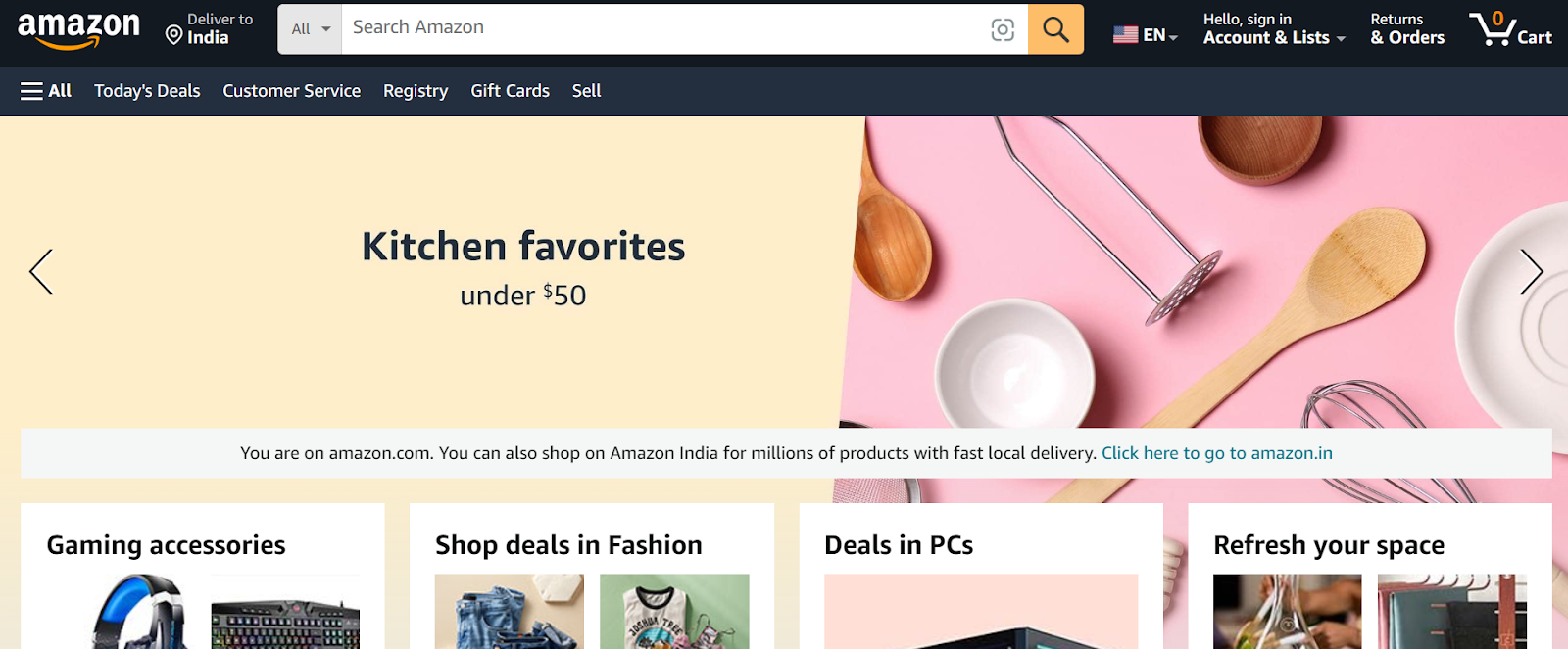 Amazon homescreen