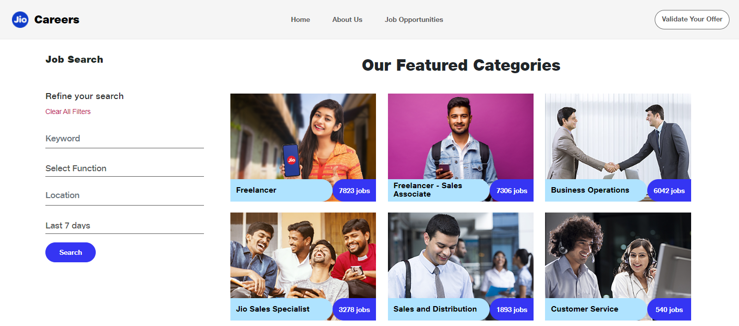 Jio Career page