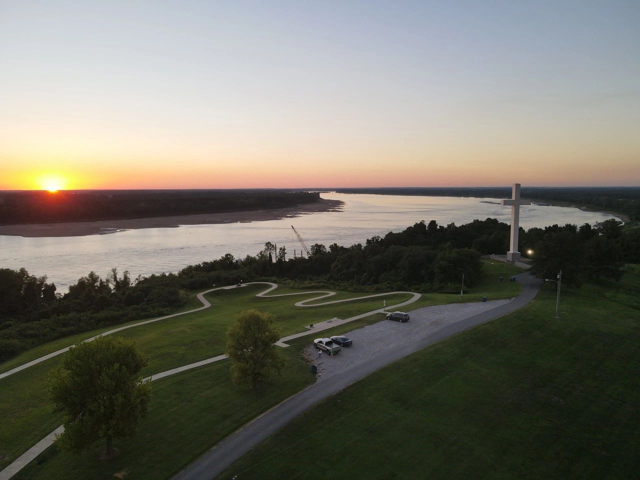 Fort Jefferson Memorial Cross Overlook at sunset