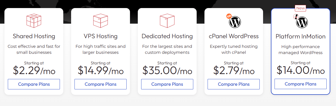 pricing plan of inmotion hosting