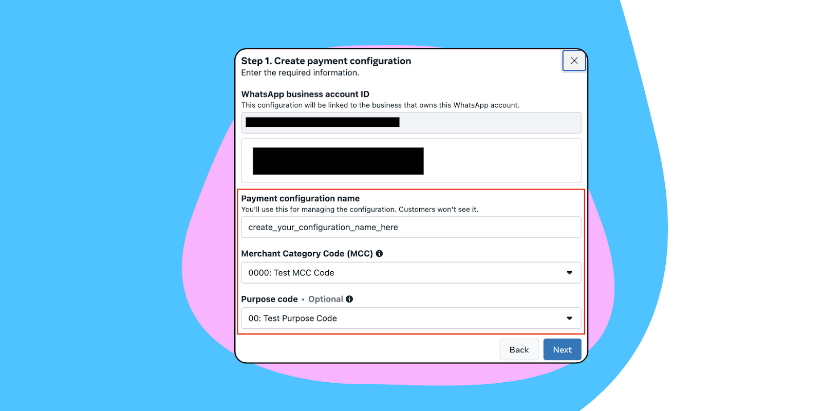 creating payment configuration