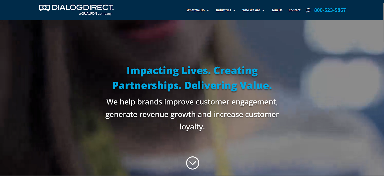 Website homepage of DialogDirect