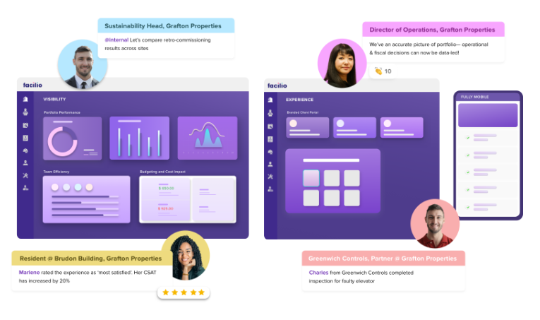 Facilio’s Connected CMMS connects all key internal and external stakeholders to improve communication/collaboration within a facility