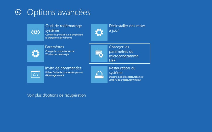 Accéder au bios - Changer les paramètres du microprogramme UEFI