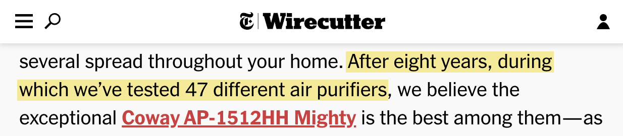 Wirecutter tested 47 different air purifiers to find the best