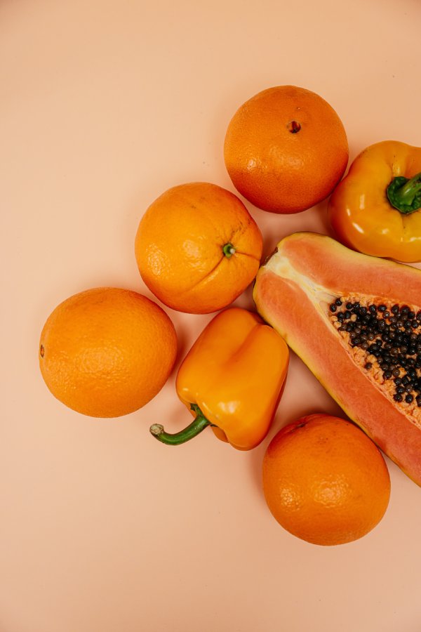 orange fruits and veges