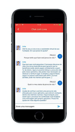 imagem de chat com a Livia, inteligencia artificial do LivID, sobre a prova de vida