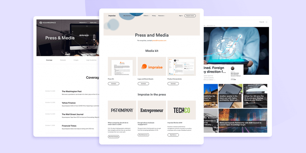 Examples of online newsrooms created with Prowly