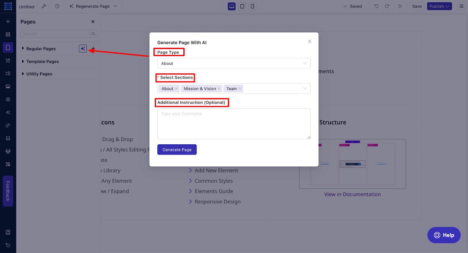 generate pages with ai