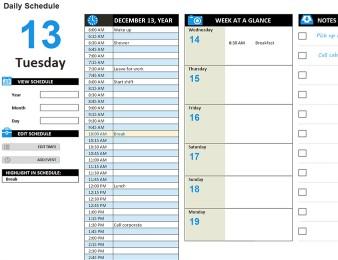 Daily work schedule template