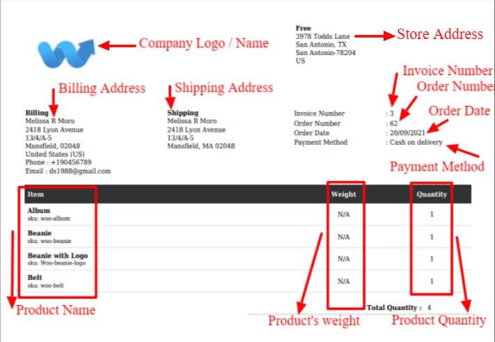 professional packing slip layout