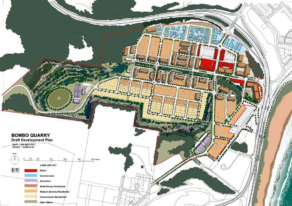 A masterplan for Bombo quarry submitted to Kiama Council in 2017 by urban designer Steve Thorne. Picture supplied