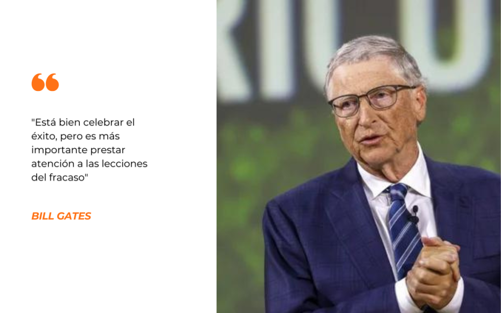 En la imagen se ve a Bill Gates y una frase sobre éxito