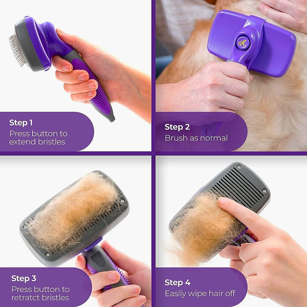 HERTZKO Self-Cleaning Slicker Pet Grooming Dematting Brush