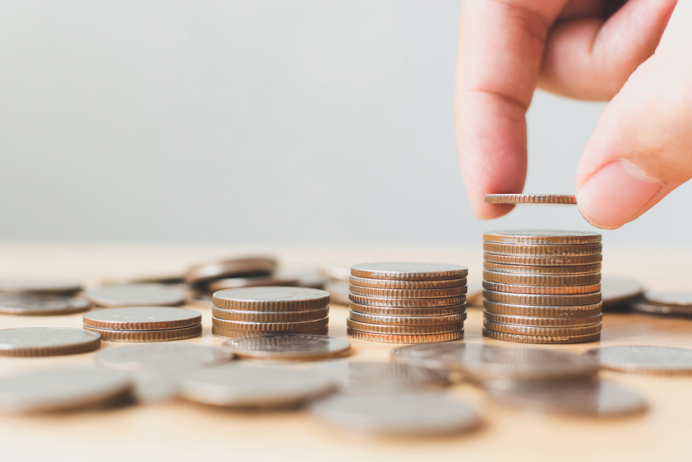 Stacking quarters on top of each other 