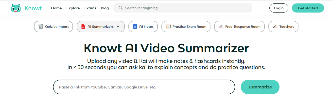 Knowt AI Video Summarizer