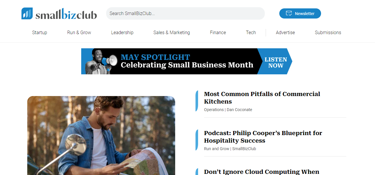 Homepage of SmallBiz Club - one of the best blogs for small businesses