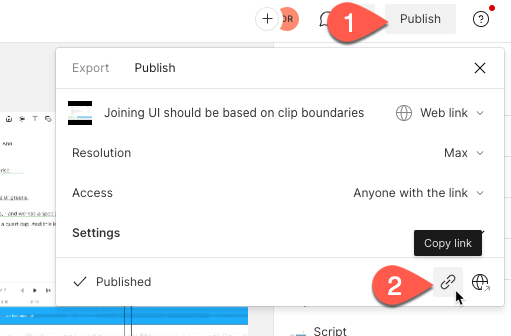 Publishing & Sharing Tools of Descript