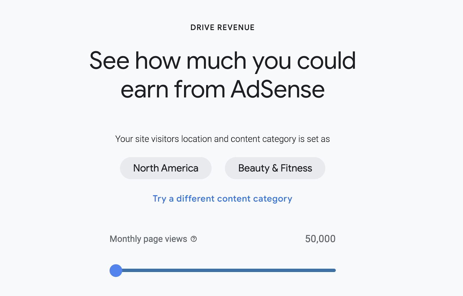 a screenshot of Google AdSense's revenue calculator