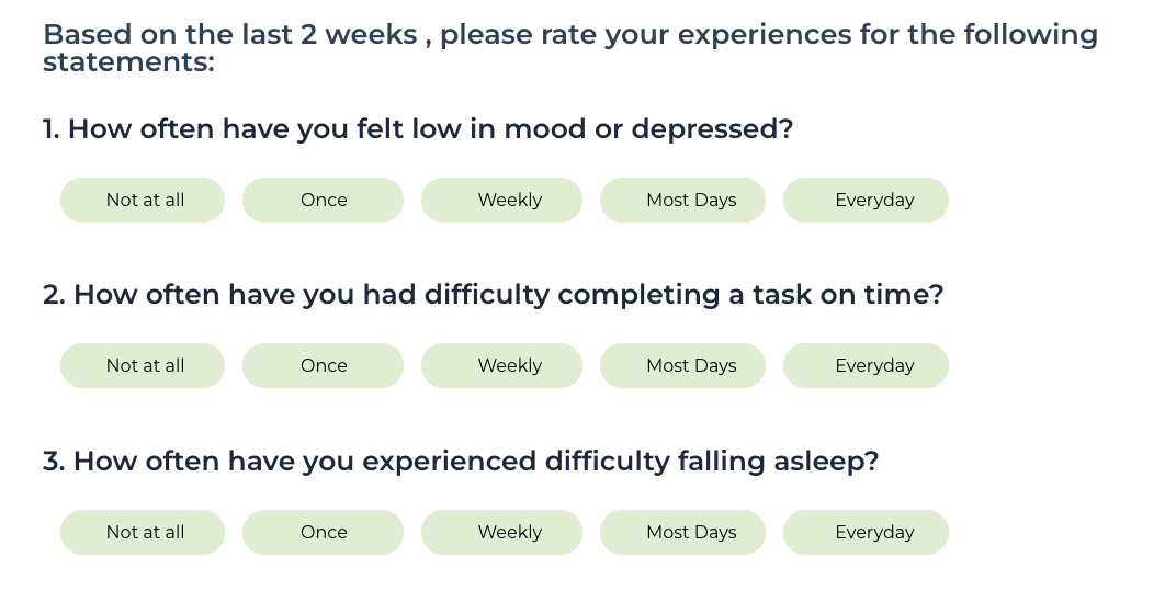 Sample of school survey questions about wellbeing