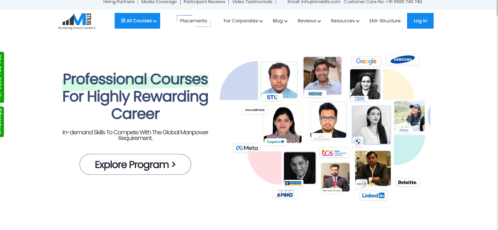 homepage of IIM Skills