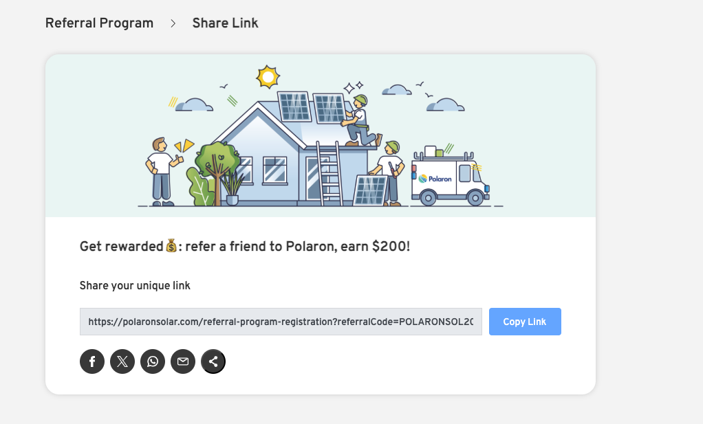 Copy referral link and share with friends