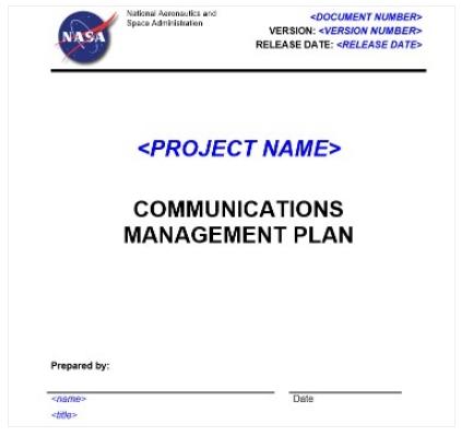 NASA communication plan template