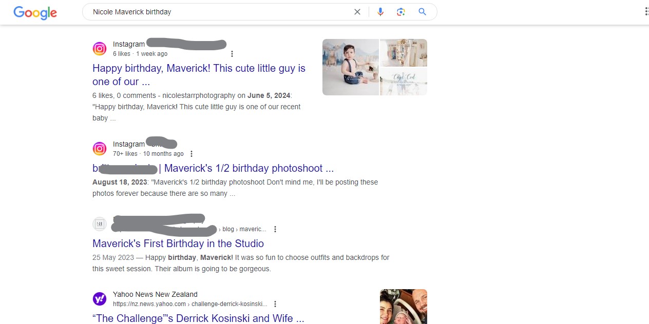 search birthday info on Google