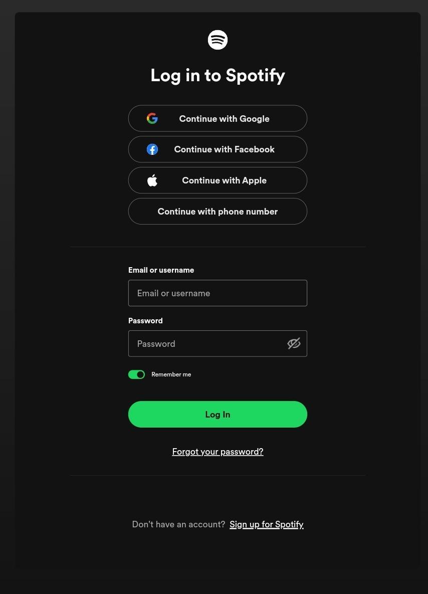 Log in with Spotify
