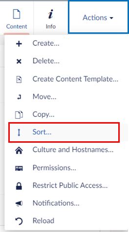Actions Menu