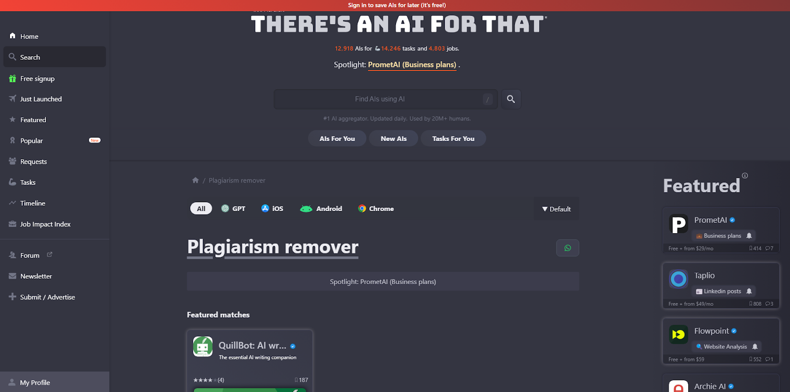 TheresAnAIForThat Plagiarism Remover