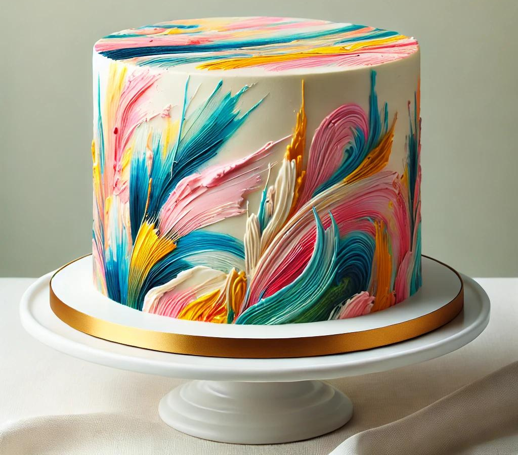 Abstract Buttercream Painting: Artistic Presentation