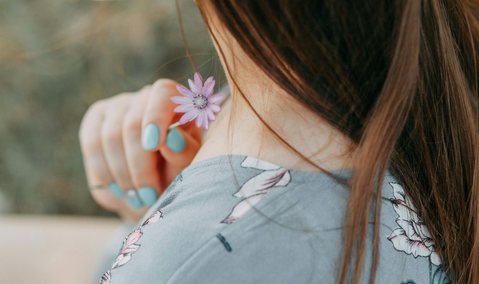 Hidden Face Flower Crown Girl DP
 with blue nail paint