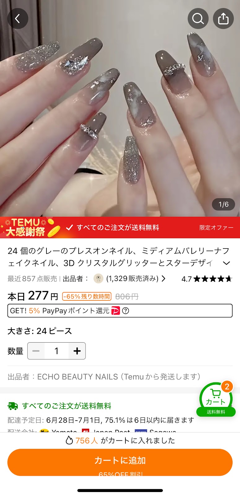 Temu　ネイルチップ