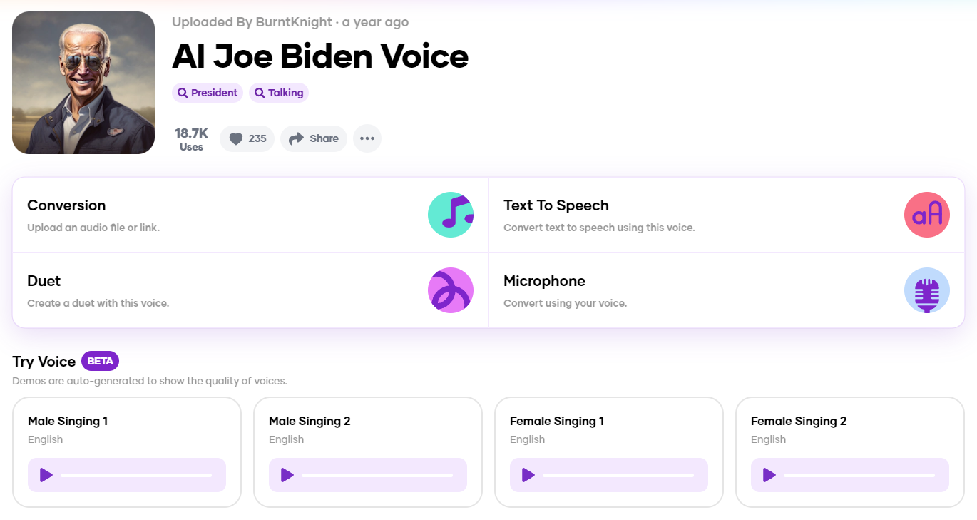 Jammable: Get AI Joe Biden Voice Covers for Duets