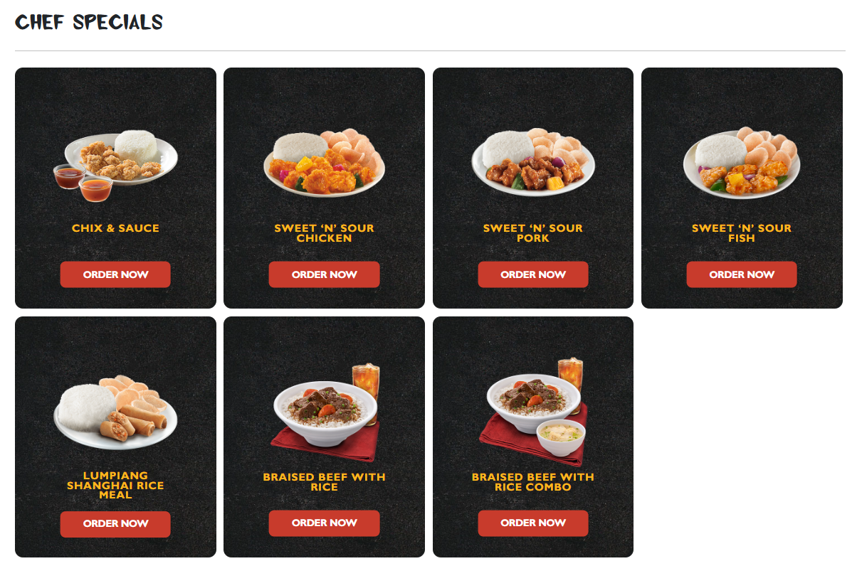 Chowking package deal Chef Plate Specials
